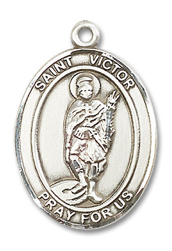 Extel Large Oval Sterling Silver St. Victor of Marseilles Medal, Made in USA