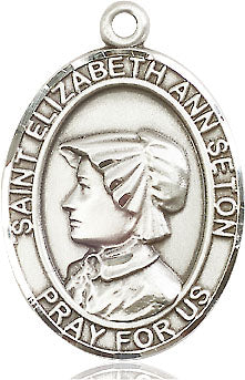 Extel Large Oval  Pewter St. Elizabeth Ann Seton Medal, Made in USA