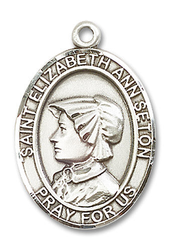 Extel Large Oval Sterling Silver St. Elizabeth Ann Seton Medal, Made in USA