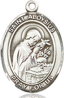 Extel Large Oval  Pewter St. Aloysius Gonzaga Medal, Made in USA