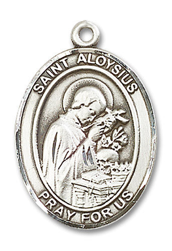 Extel Large Oval Sterling Silver St. Aloysius Gonzaga Medal, Made in USA