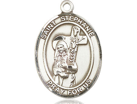 Extel Large Oval Pewter St. Stephanie Medal, Made in USA