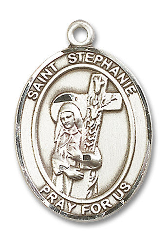 Extel Large Oval Sterling Silver St. Stephanie Medal, Made in USA