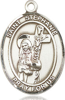 Extel Large Oval Sterling Silver St. Stephanie Medal, Made in USA