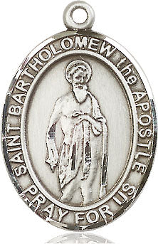 Extel Large Oval Pewter St. Bartholomew the Apostle Pendant with 24" chain, Made in USA