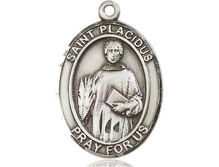 Extel Large Oval Pewter St. Placidus Medal, Made in USA