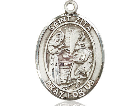 Extel Large Oval Pewter St. Zita Medal, Made in USA