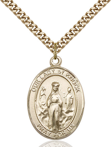 Extel Large Oval 14kt Gold Filled Our Lady of Knock Pendant with 24" chain