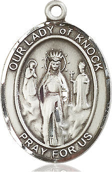 Extel Large Oval Pewter Our Lady of Knock Pendant with 24" chain