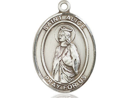 Extel Large Oval Pewter St. Alice Medal, Made in USA