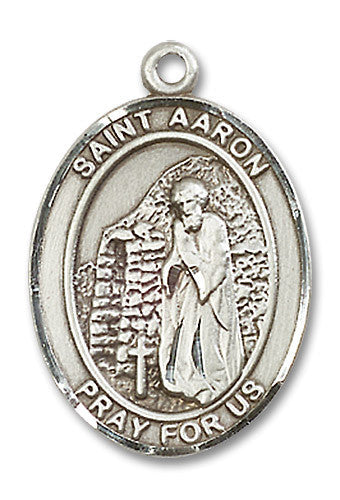 Extel Large Oval Sterling Silver St. Aaron Medal, Made in USA