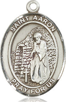 Extel Large Oval Sterling Silver St. Aaron Medal, Made in USA