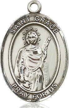 Extel Large Oval Pewter St. Grace Medal, Made in USA