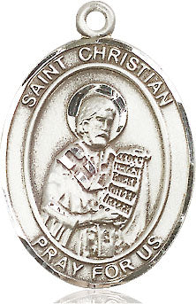 Extel Large Oval Pewter St. Christian Demosthenes Medal, Made in USA