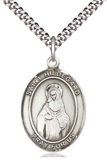 Extel Large Oval Pewter St. Hildegard Von Bingen Pendant with 24" chain, Made in USA