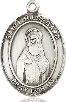 Extel Large Oval Sterling Silver St. Hildegard Von Bingen Pendant with 24" chain, Made in USA