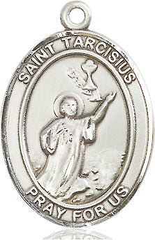 Extel Large Oval Sterling Silver St. Tarcisius Medal, Made in USA