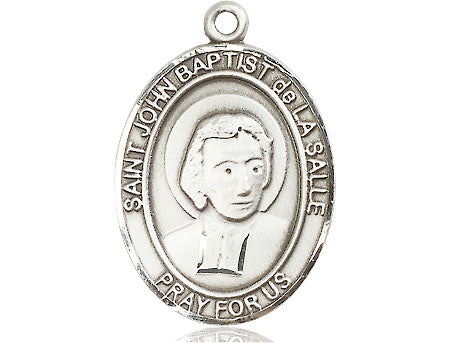 Extel Large Oval Pewter St. John Baptist de la Salle Medal, Made in USA