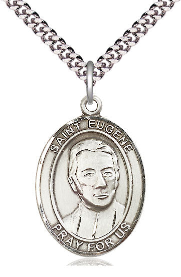 Extel Large Oval Pewter St. Eugene de Mazenod Pendant with 24" chain, Made in USA