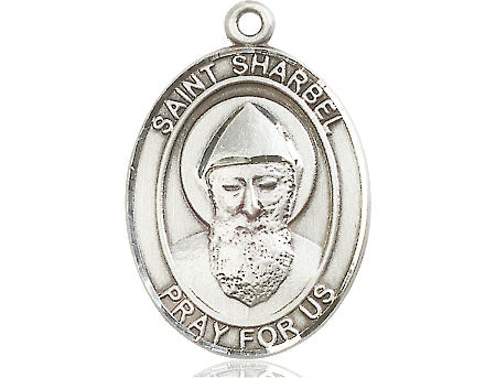 Extel Large Oval Pewter St. Sharbel Medal, Made in USA