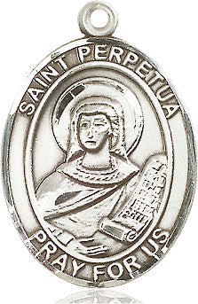 Extel Large Oval Sterling Silver St. Perpetua Medal, Made in USA