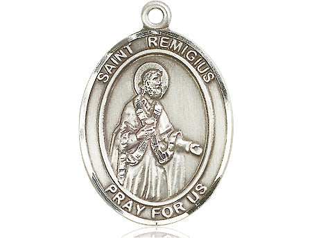 Extel Large Oval Pewter St. Remigius of Reims Medal, Made in USA