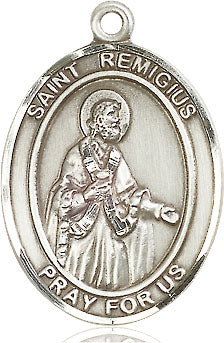 Extel Large Oval Pewter St. Remigius of Reims Medal, Made in USA