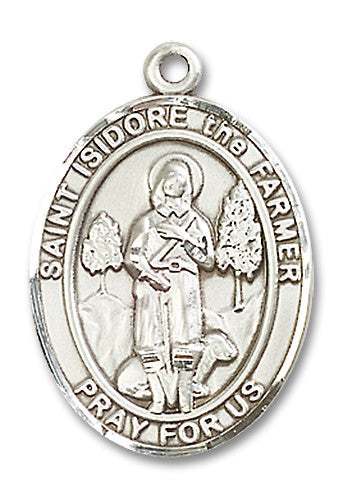 Extel Large Oval Sterling Silver St. Isidore the Farmer Medal, Made in USA