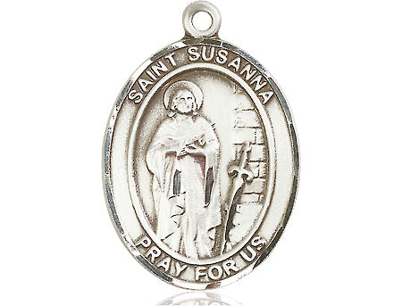 Extel Large Oval Pewter St. Susanna Medal, Made in USA