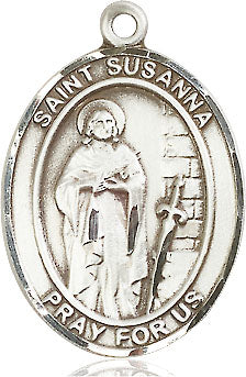 Extel Large Oval Pewter St. Susanna Medal, Made in USA