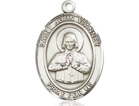 Extel Large Oval Pewter St. John Vianney Medal, Made in USA