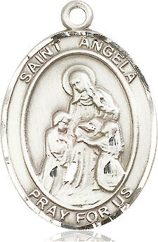 Extel Large Oval  Pewter St. Angela Merici Medal, Made in USA