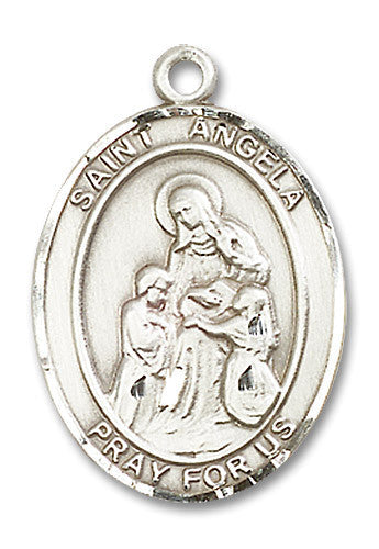 Extel Large Oval Sterling Silver St. Angela Merici Medal, Made in USA