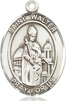 Extel Large Oval Sterling Silver St. Walter of Pontnoise Medal, Made in USA