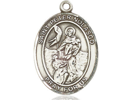 Extel Large Oval Pewter St. Peter Nolasco Medal, Made in USA