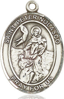 Extel Large Oval Pewter St. Peter Nolasco Medal, Made in USA