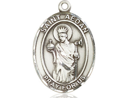 Extel Large Oval Pewter St. Aedan of Ferns Medal, Made in USA