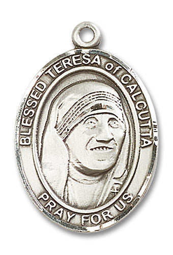 Extel Large Oval Sterling Silver Saint Teresa of Calcutta Medal, Made in USA