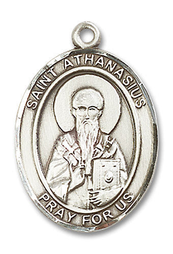 Extel Large Oval Sterling Silver St. Athanasius Medal, Made in USA