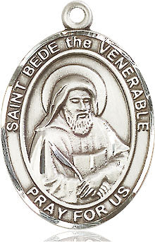 Extel Large Oval Pewter St. Bede the Venerable Medal, Made in USA