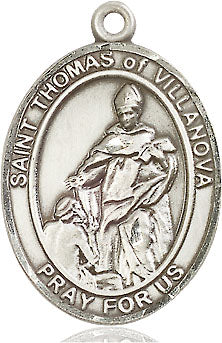 Extel Large Oval Sterling Silver St. Thomas of Villanova Medal, Made in USA