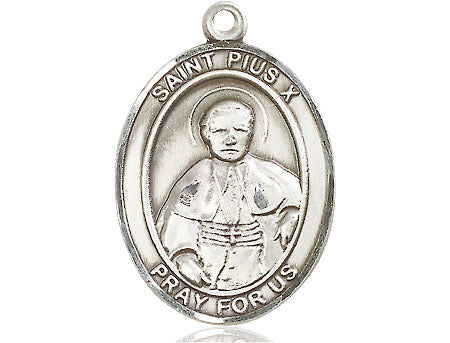 Extel Large Oval Pewter St. Pius X Medal, Made in USA