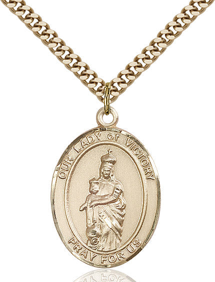 Extel Large Oval 14kt Gold Filled Our Lady of Victory Pendant with 24" chain