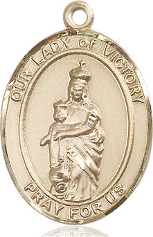 Extel Large Oval 14kt Gold Filled Our Lady of Victory Pendant with 24" chain