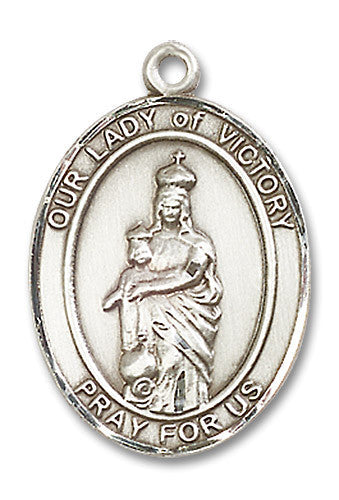 Extel Large Oval Sterling Silver Our Lady of Victory Medal