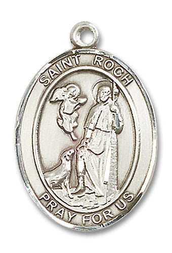 Extel Large Oval Sterling Silver St. Roch Medal, Made in USA