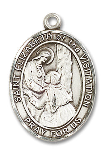 Extel Large Oval Sterling Silver St. Elizabeth of the Visitation Medal, Made in USA