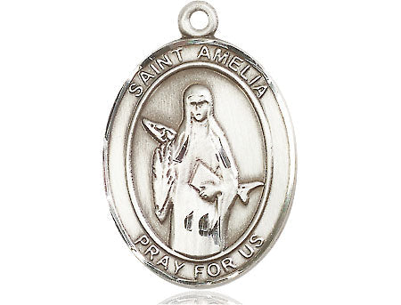 Extel Large Oval Pewter St. Amelia Medal, Made in USA