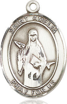 Extel Large Oval Pewter St. Amelia Medal, Made in USA