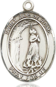 Extel Large Oval Sterling Silver St. Zoe of Rome Medal, Made in USA